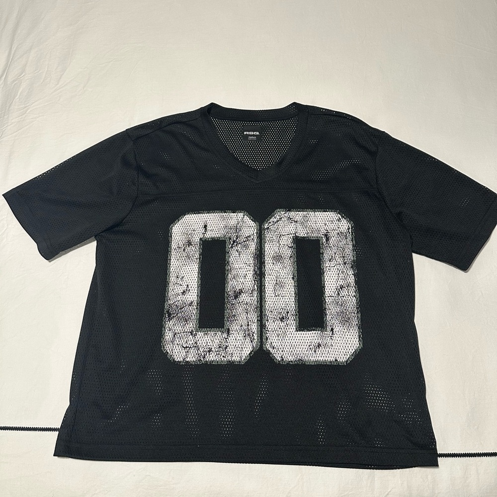 RSQ Black Mesh Shirt with White Graphic